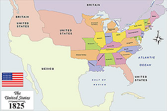 USA History Map from 1825