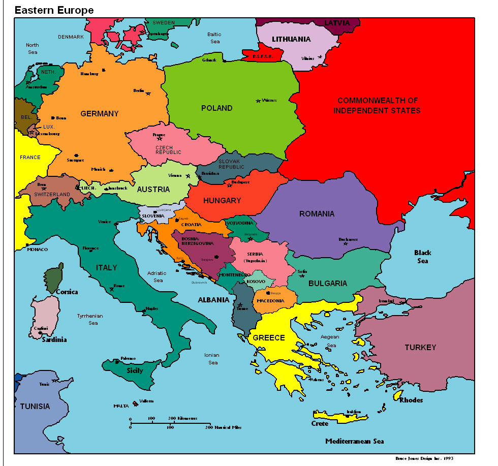 Eastern Europe Political map, Europe Political map, Europe