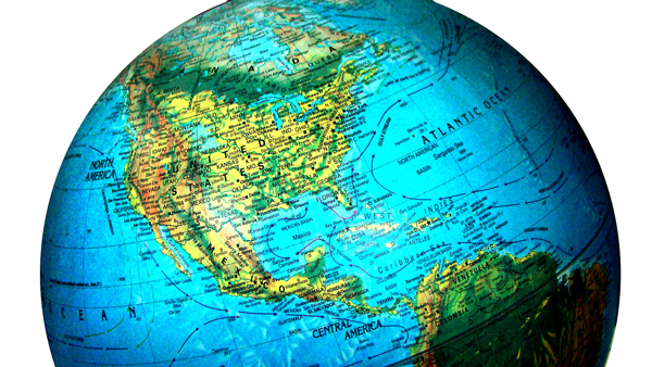 North America globe  map, USA, U S, U S A