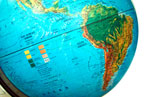 South America, world globe