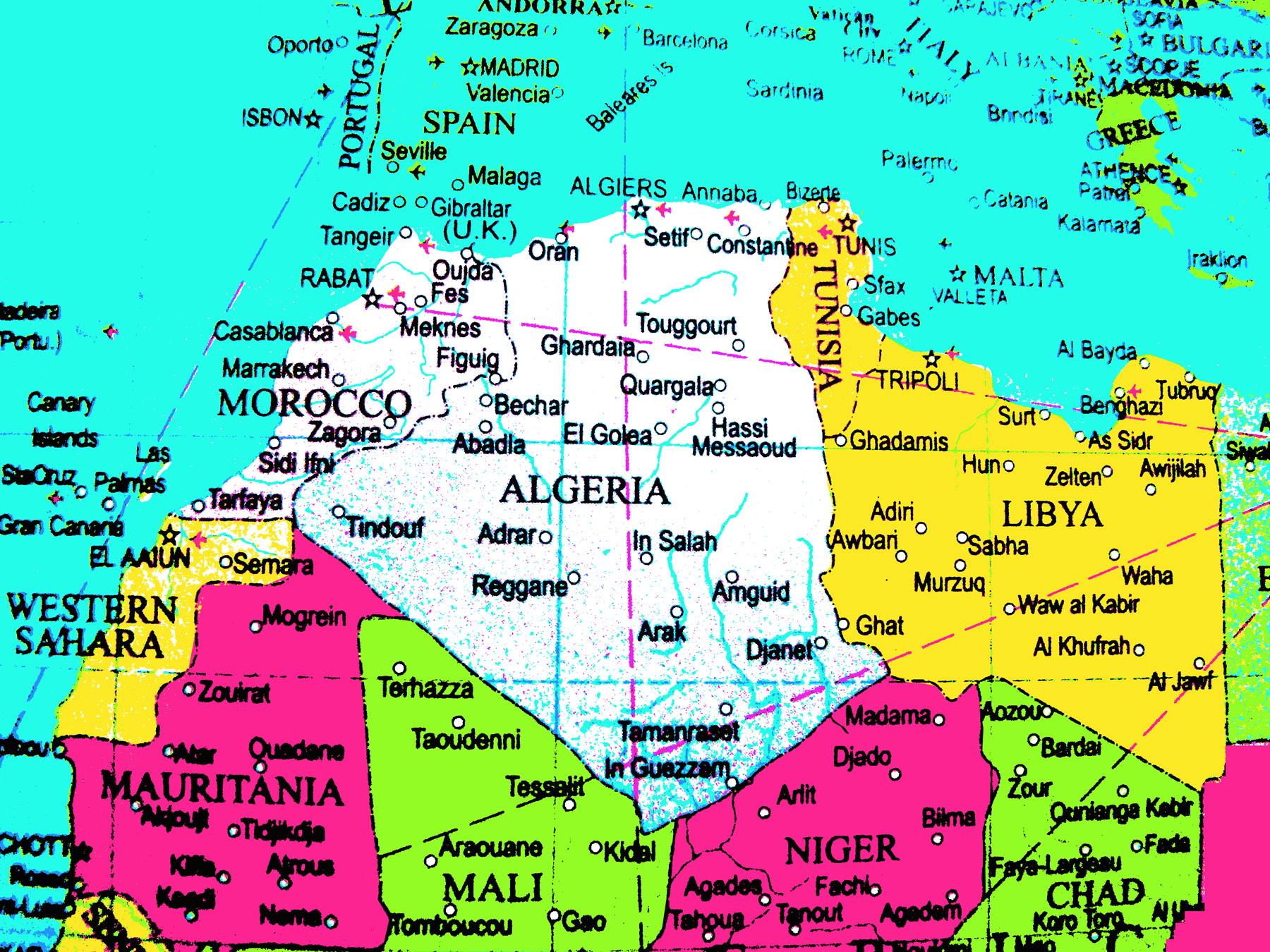 Algeria Political Map, map Algeria