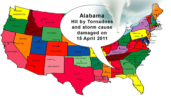 Alabama Tornadoes location