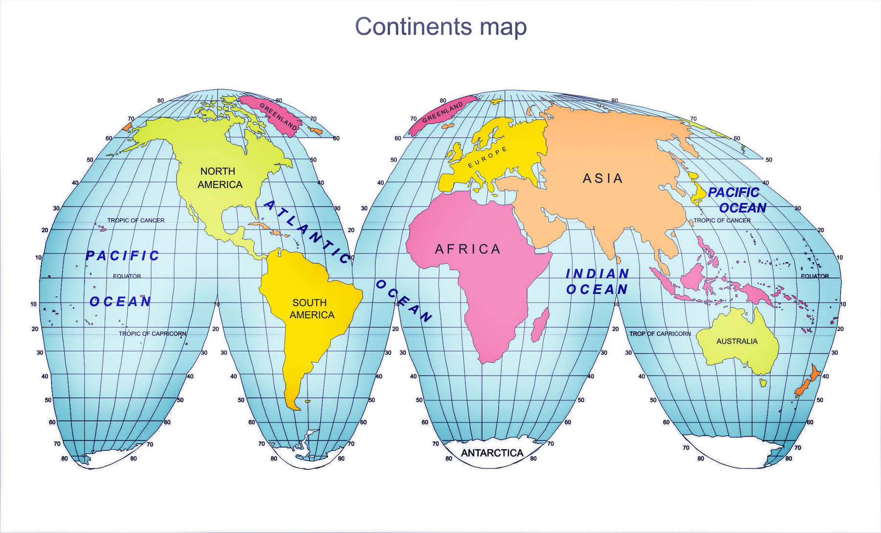 Continents map bigger size