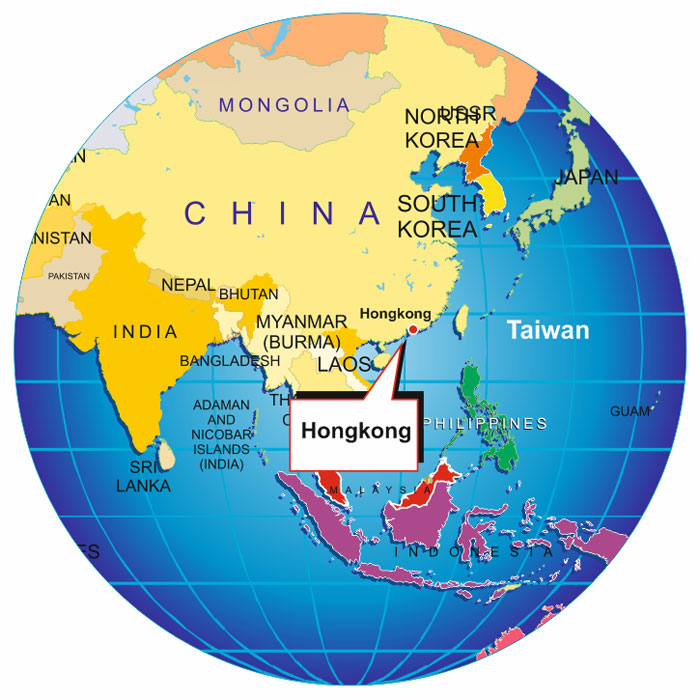 where is Hongkong on the globe
