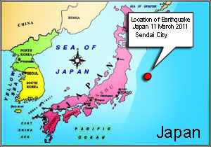 Earthquake Location map of japan 2011
