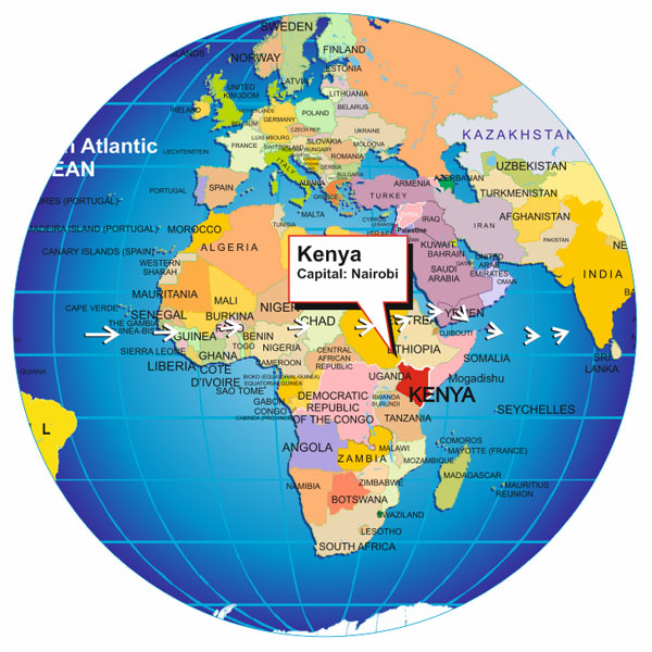 Kenya On A World Map - Alvera Marcille