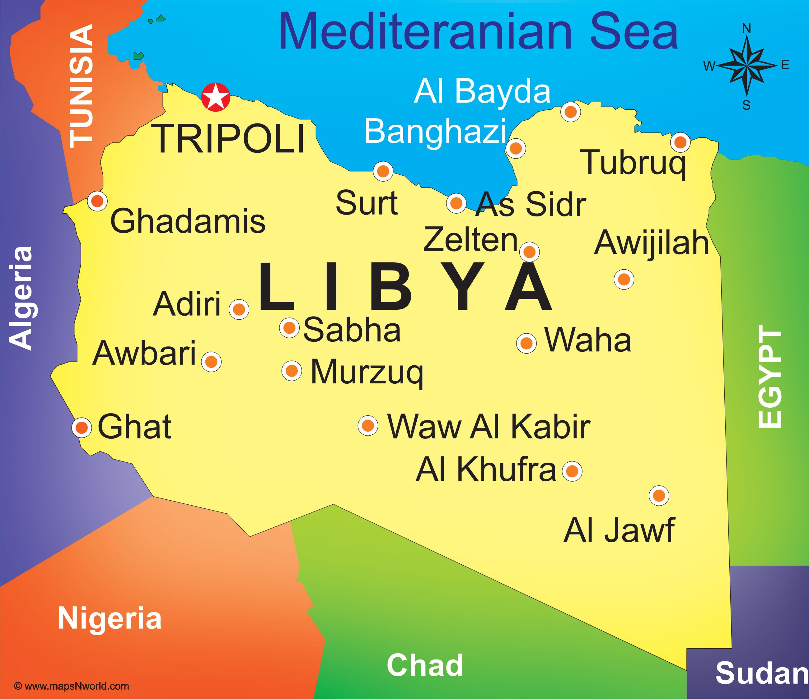 Map of Libya in Bigger size