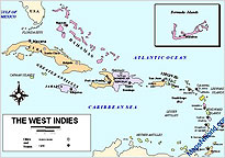 West Indies political map