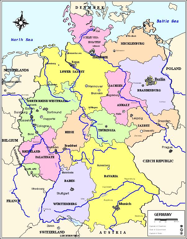 Germany Political Map,  Germany