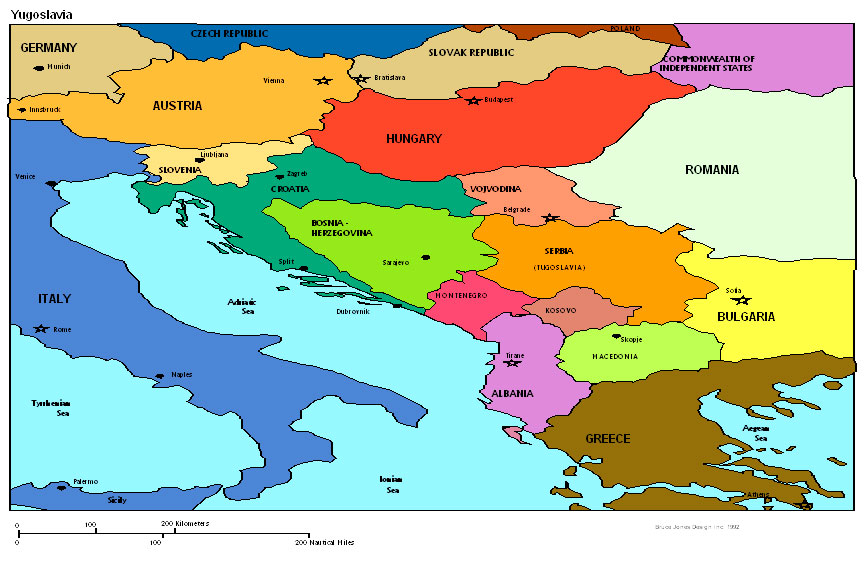 Yugoslavia Political map, Europe Political map, Europe