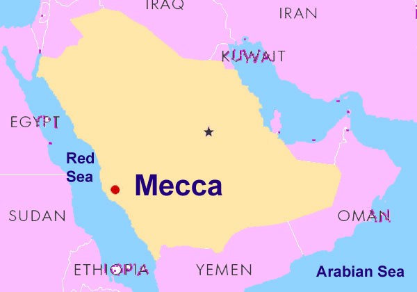 Mecca Location Map 