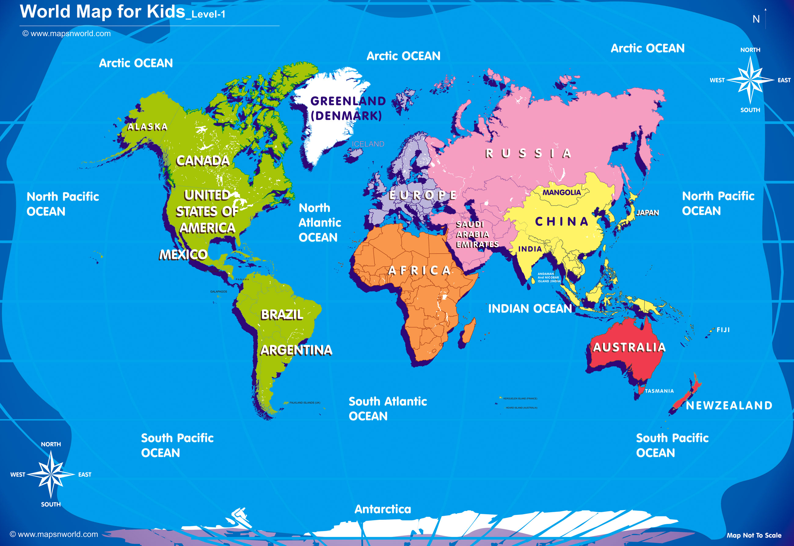 World Map for kids Big Size