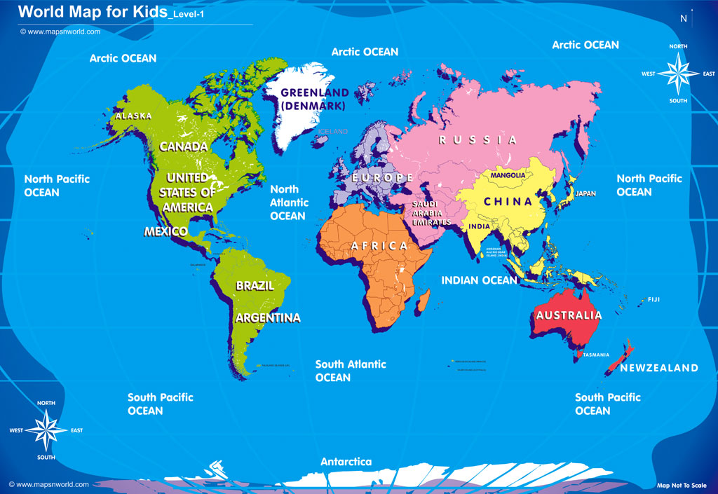 World Map for kids, Free world map royalty free, ZOOM to Enlage view